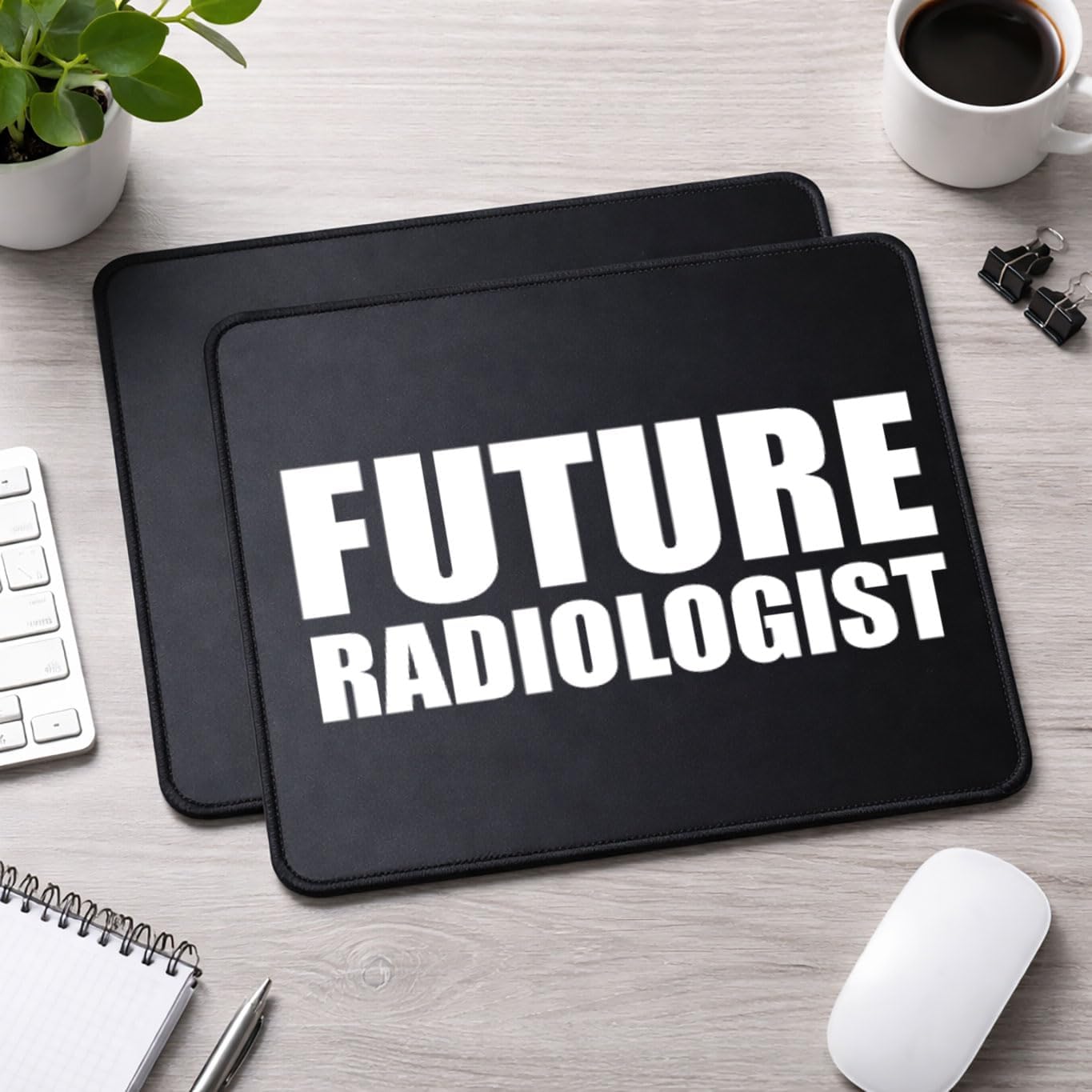 Future Radiologist Mouse Pad Set, Rubber, Black, Non-Slip Base, Office, 9.5x8 inches, Rectangular, 2 Pack image 4