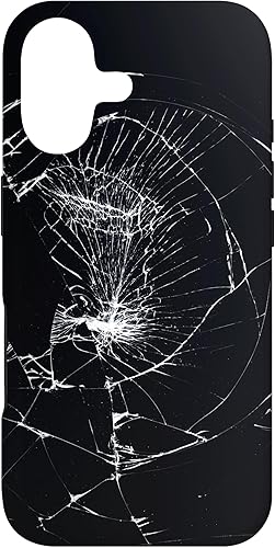 Vista 88 de iPhone 12/12 Pro - Funda negra con diseño roto falso, disuasorio de robo