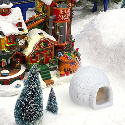 Vista 4 de HOMSFOU Mini iglú - Juguete realista de casa de hielo, figuras árticas, juguetes de oso blanco, diorama ártico, cumpleaños para niños y niñas, casa