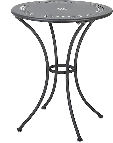 Christopher Knight Home Lourdes - Juego de bistró de metal para exteriores, juego de 3 piezas, arena negra