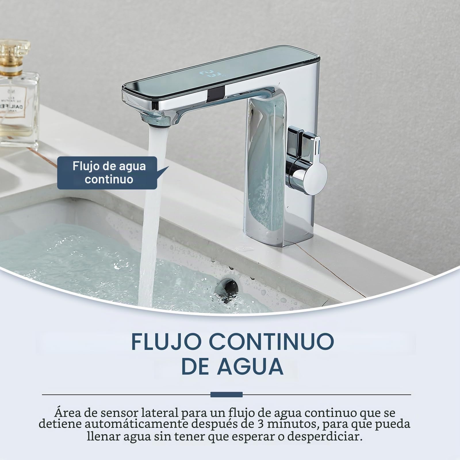 Grifo con sensor infrarrojo baño cromo, sensor automático mezclador baño pantalla pantalla caliente agua fría grifo mezclador grifo lavabo