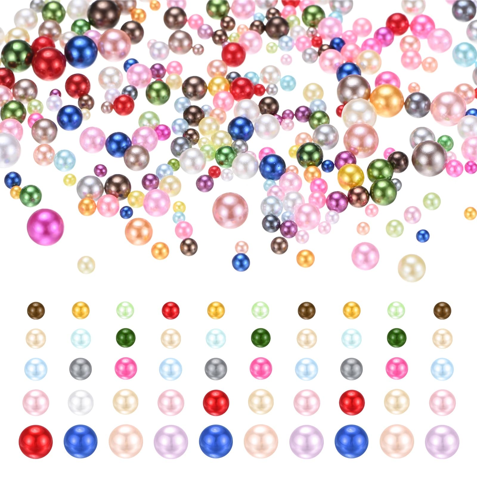 M METERXITY 1000-Pack No Hole Pearls 3-8mm ABS Faux Round Beads