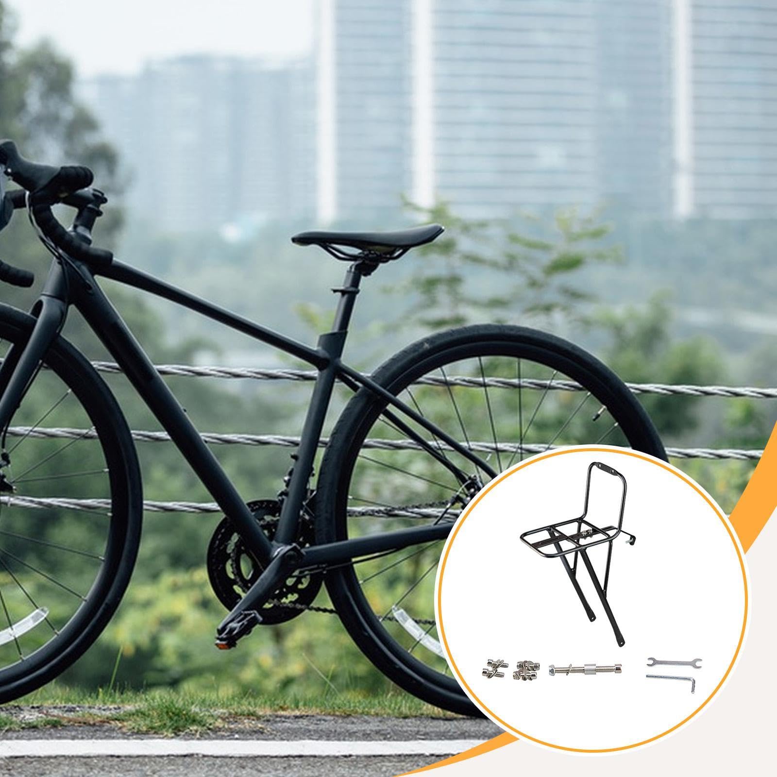 Gralara Porte-Bagages Vélo Avant Universel, Support Fourche Avant en Alliage d'Aluminium, Sacoche de Chargement, Rack Fourche pour Panier, pour Randonnée et Tourisme