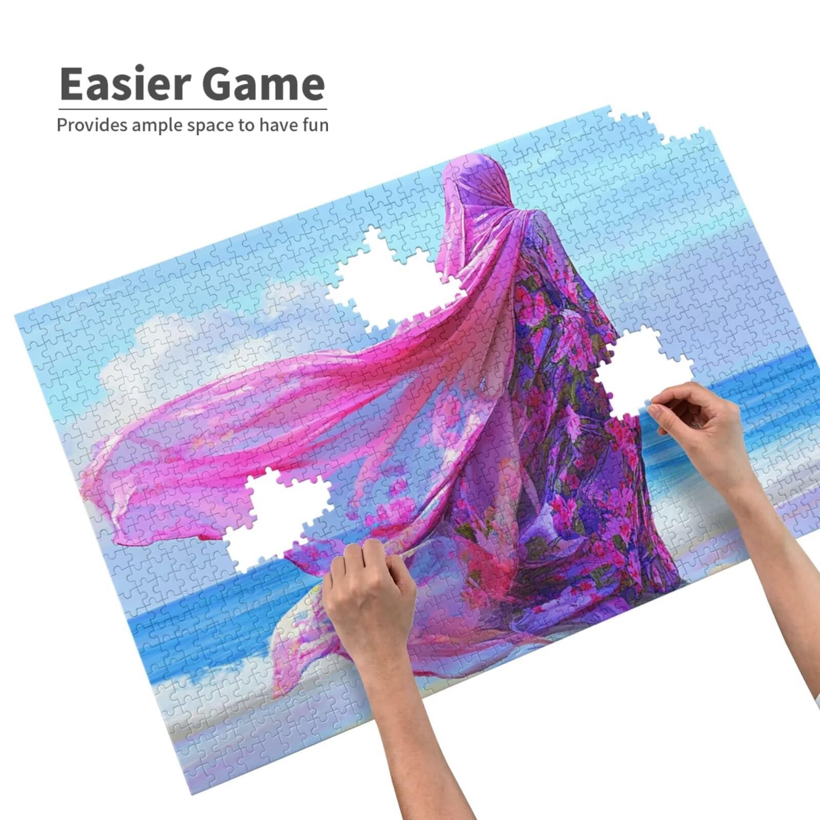 Puzzle 1500 elementów, drewniane puzzle dla dorosłych, morze, Impossible Jigsaw, sprytne zagadki, kolor HD, z pudełkiem na prezent, opakowanie na prezent, prezent dla kobiet 87 x 57 cm, p-180