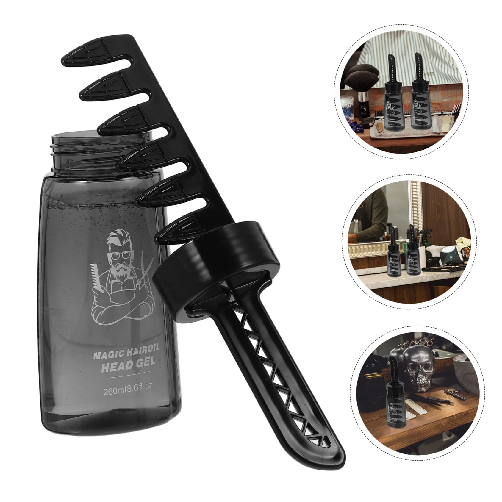 NOLITOY 3 piezas Botellas Dosificadoras para Gel de Peinado con Peine Integrado de Unidades Aplicador para Estilizar Cabello Masculino Herramienta Práctica para Distribución Uniforme del