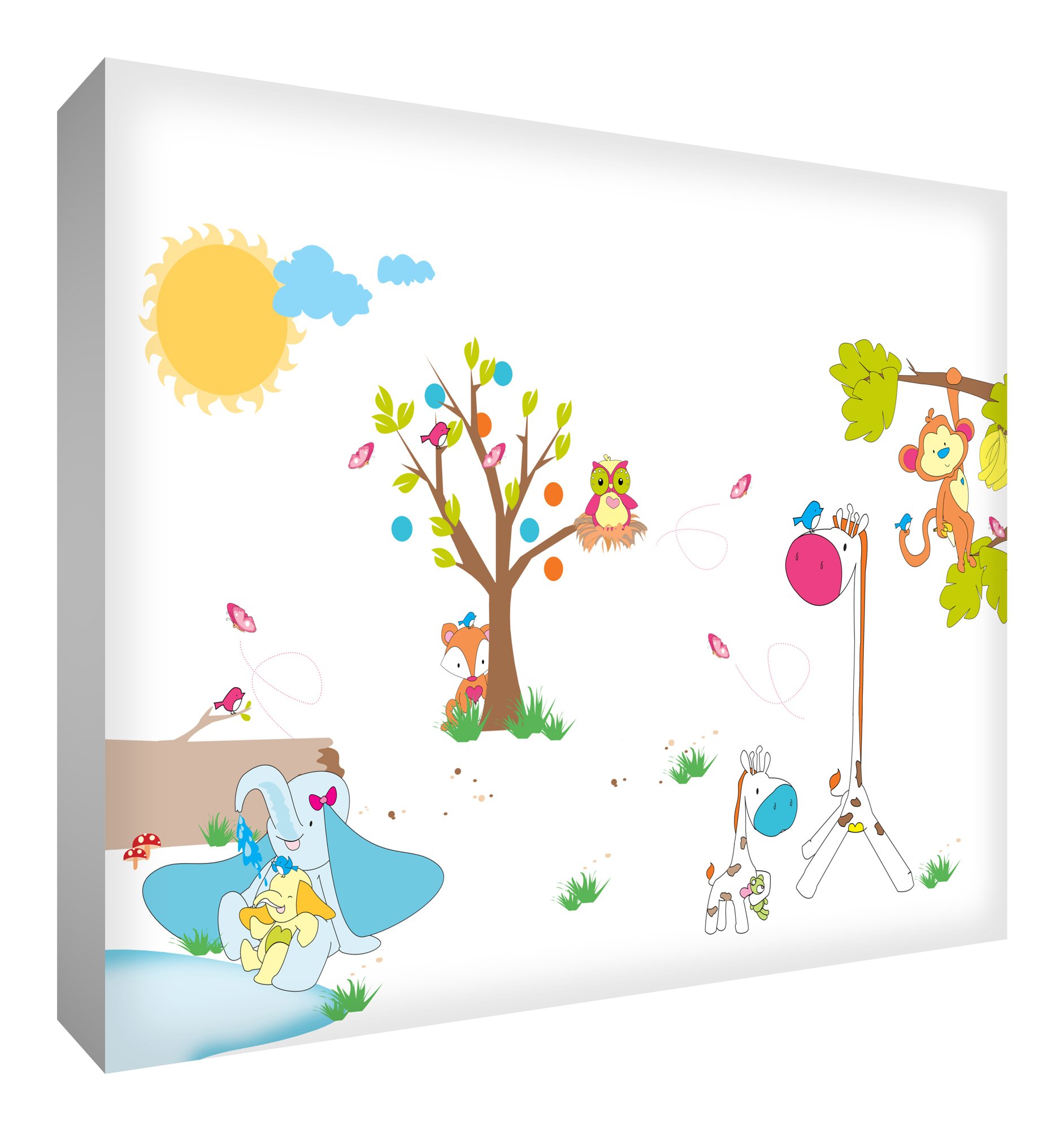 Toile Animaux déco chambre enfant tableau mural multicolore A2