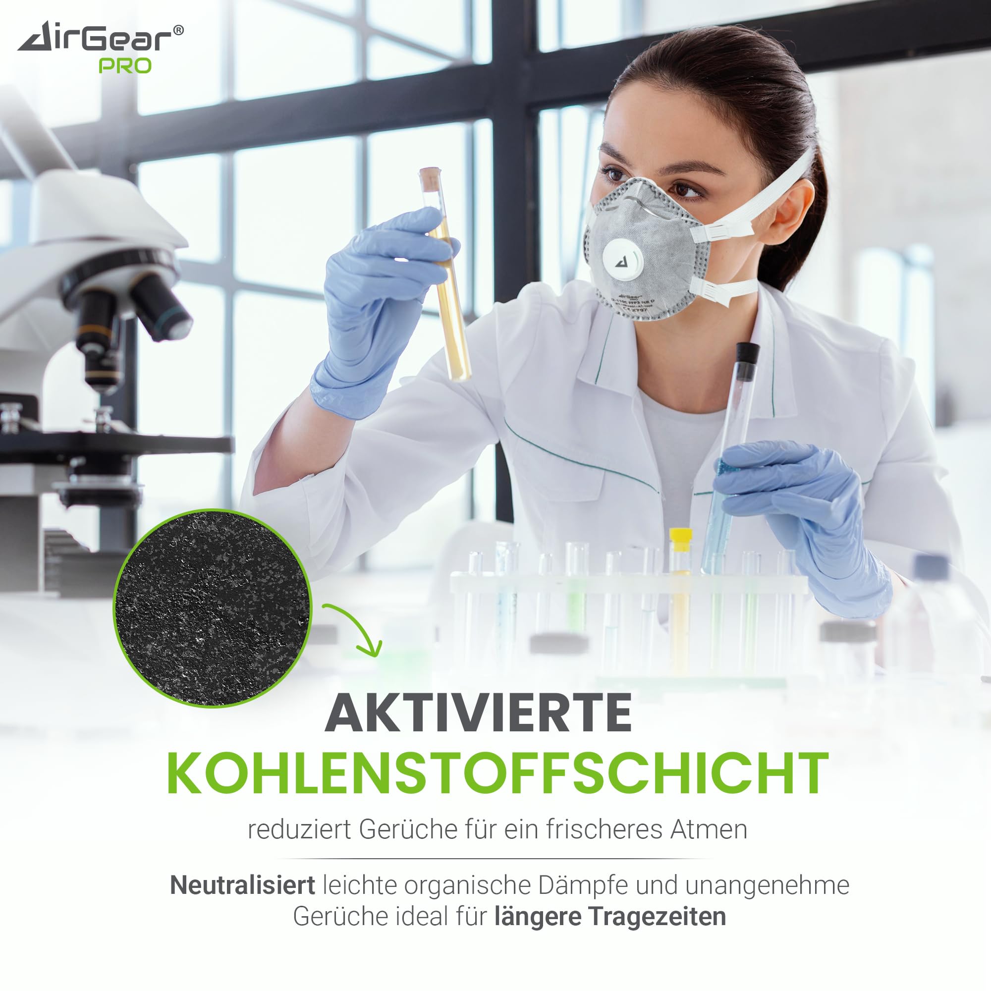 AirGearPro D-110C FFP3 Maske mit Ventil (20er Pack) – Staubmaske – Atemschutzmaske – Staubschutzmaske – Feinstaubmaske – Atemschutz z.B. gegen Feinstaub, Schimmel