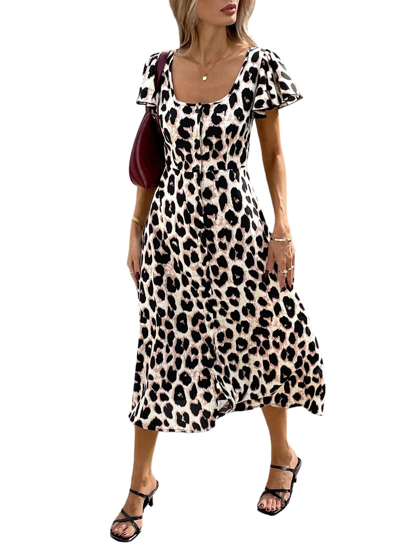 Robe longue léopard fluide pour masquer les formes avec élégance - 7