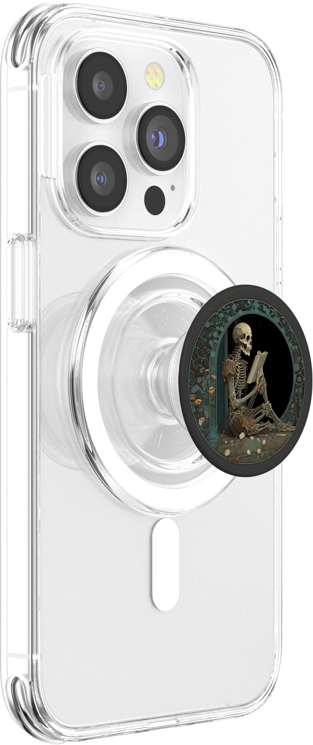 Cute & Creepy Book Lover Goth Skull Design Co Librarian Skeleton Gothic Goth Book Reading Lover PopSocket for Smartphones with Smooth, Hard, Plastic Cases - Black: Magnetic PopGrip