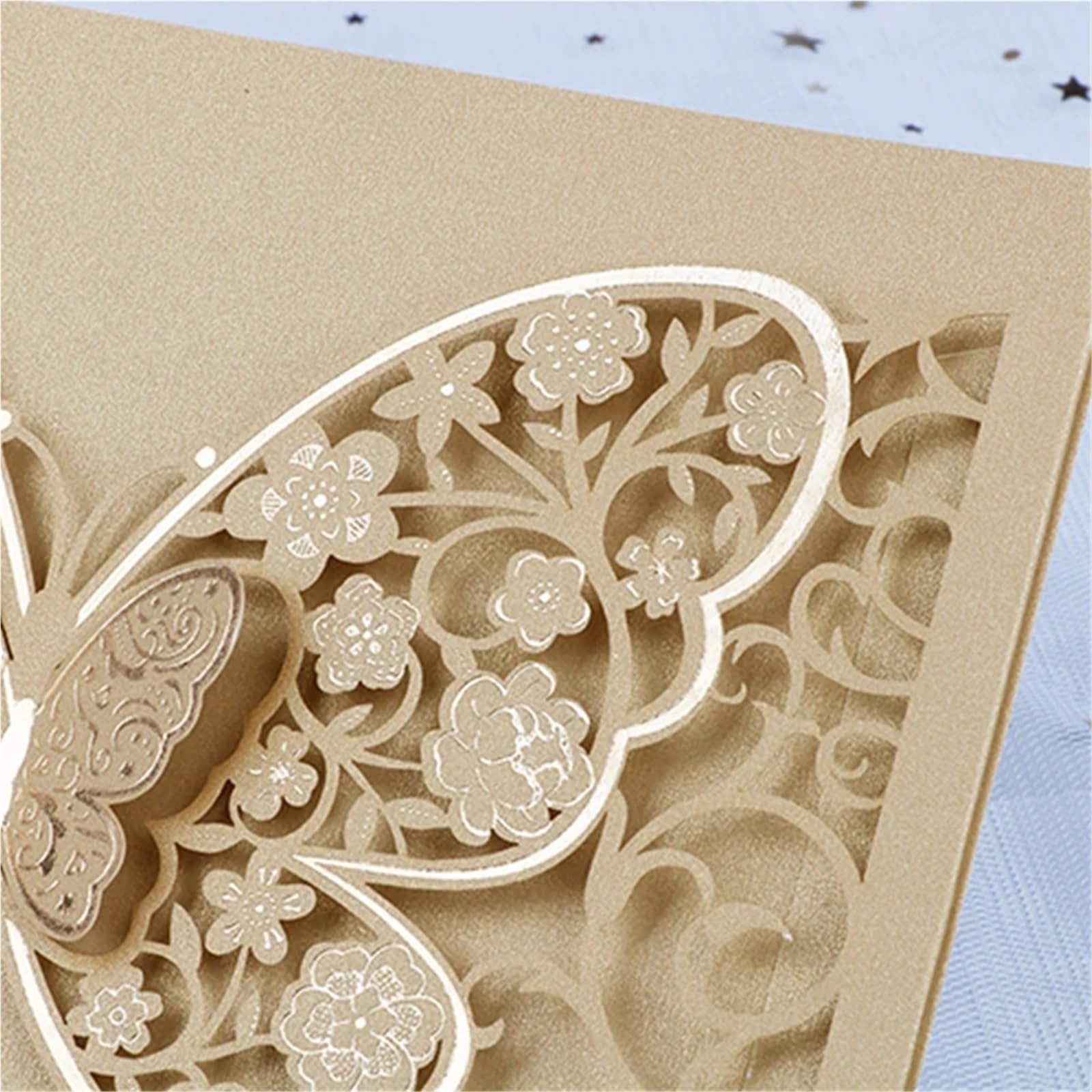 Schmetterlings-Einladungskarten, Laserschnitt, für Hochzeitseinladungen, Visitenkarten, Verlobung, Hochzeit, Dekoration, Partyzubehör, 50 Stück