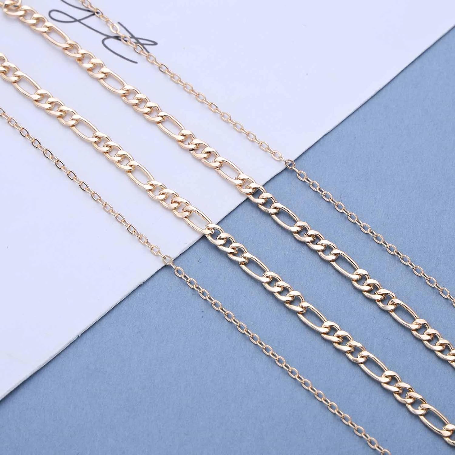 Boho Layered Moon Pendant Necklace Gold Half Moon Necklace Vintage Crescent Moon Choker Necklace Adjustable Moon Figaro Chain Necklace Jewelry for Women - Image 5