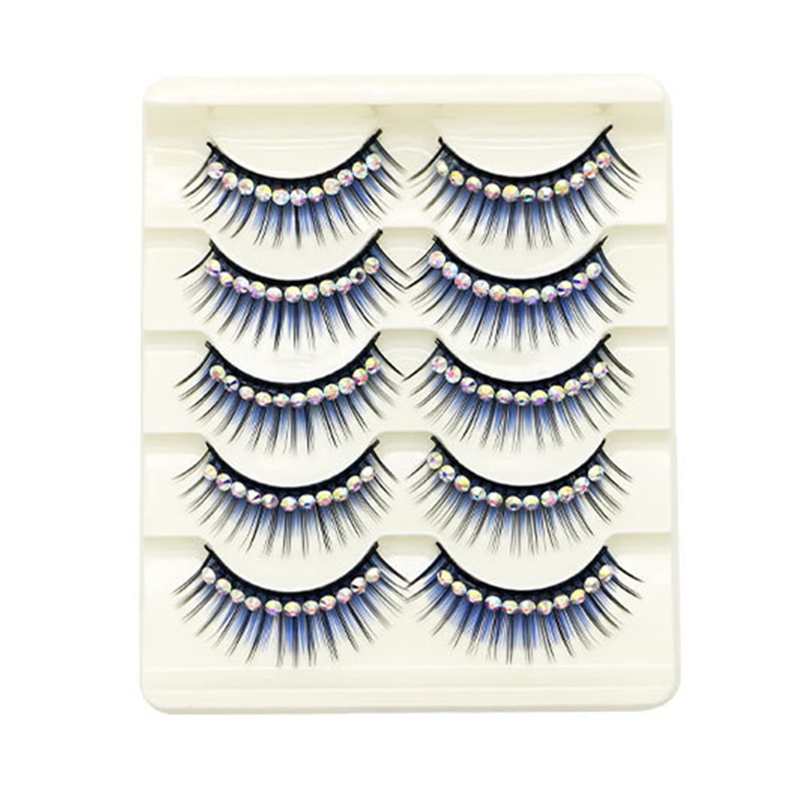 5 Pairs DIY False Eyelashes Eyelash Extensions 3D Effect with Diamond Exaggerate Dense Curly Prom Tool Chemical Fiber