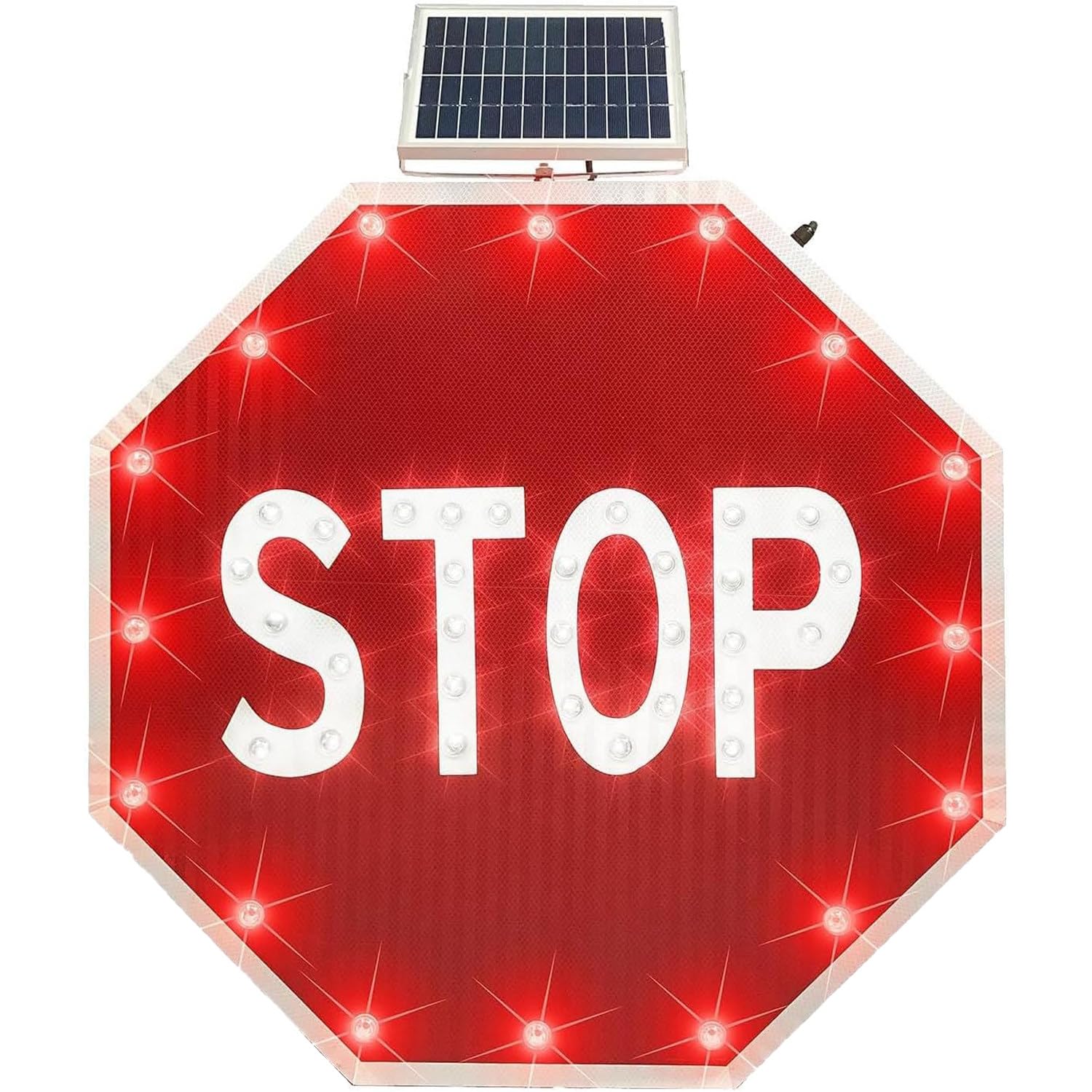 Señal de tráfico Octagonal de Aluminio, señal de Stop con luz LED Solar Intermitente, película Reflectante de Grado Industrial, para señales de tráfico iluminadas con luz LED. 30IN-1