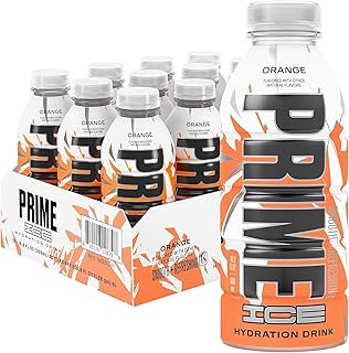 مشروب رياضي برايم هايدريشن آيس اورانج، مُعزز بالإلكتروليت لترطيب مثالي، 250 ملغ من الأحماض الأمينية المتشعبة السلسلة، فيتامينات ب، مضادات أكسدة، منخفضة السكر، 500 مل، عبوة من 12 مشروب