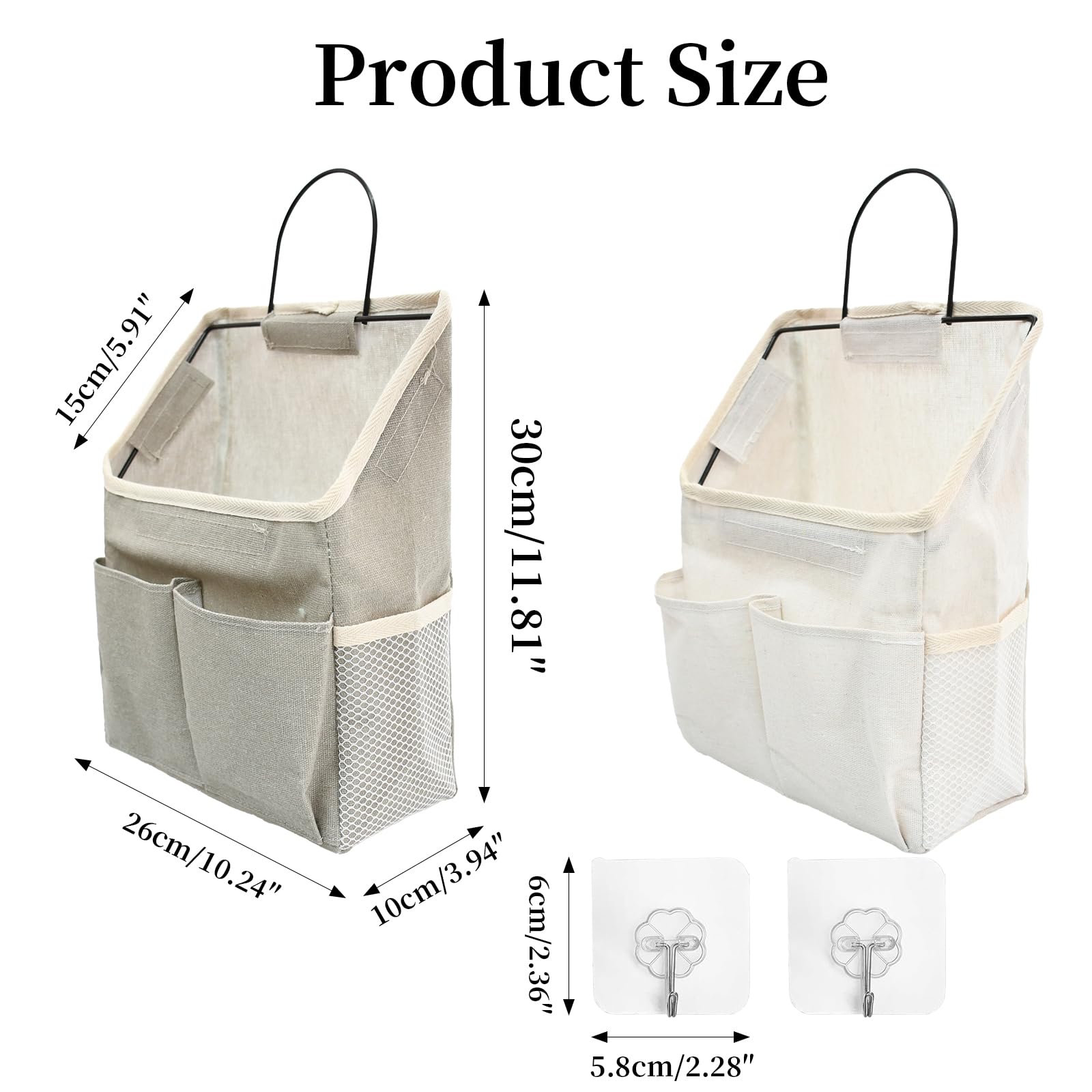 Organizzatore Da Parete 2 Pezzi - Borsa Portaoggetti In Tessuto Lino Cotone Impermeabile