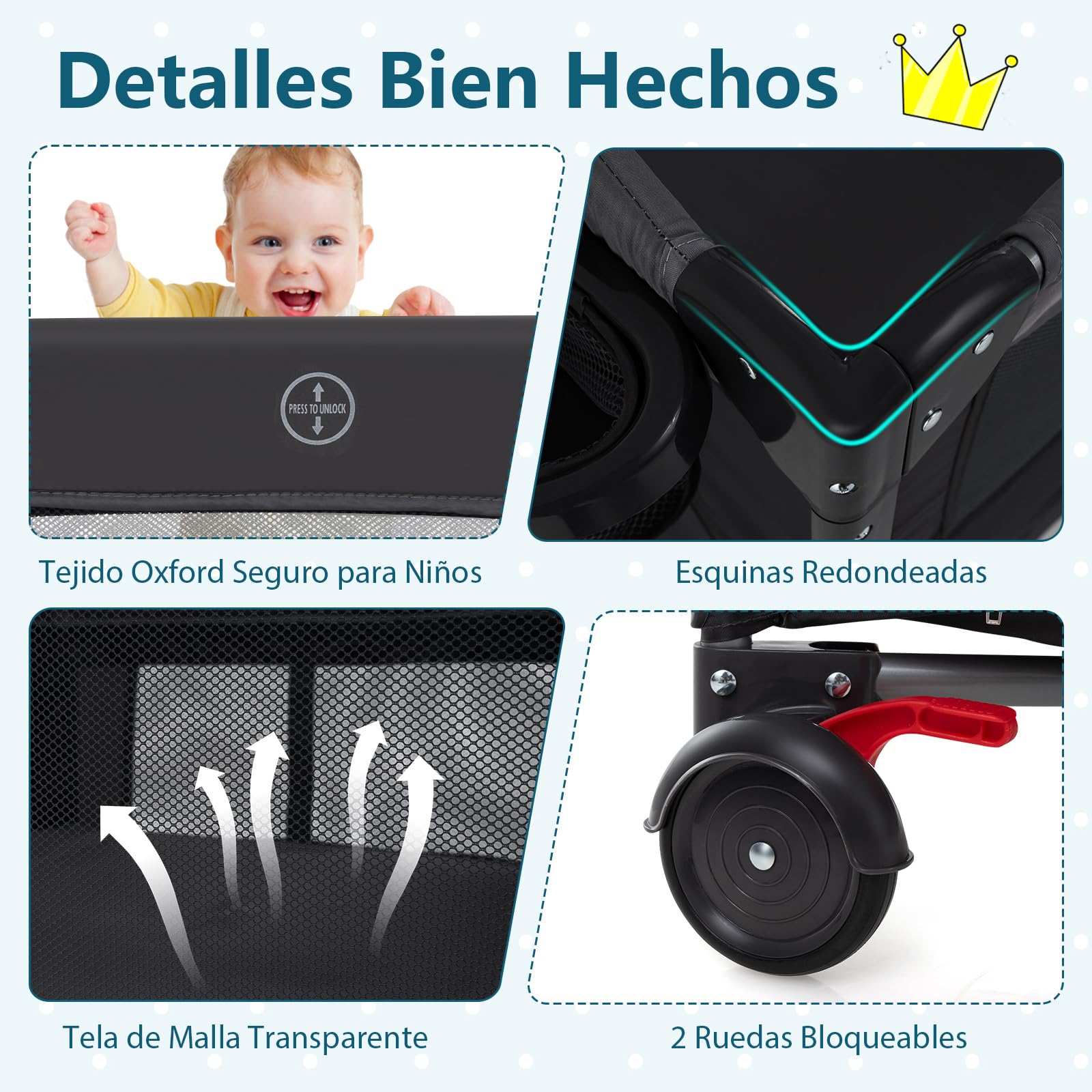 COSTWAY Cuna de Viaje Plegable con Cambiador, Moisés Portátil para Bebés, Cuna de Colecho con 4 Alturas Ajustables, Colchón, Dosel con Mosquitera, Almacenaje, Barra de Juguetes y Bolsa
