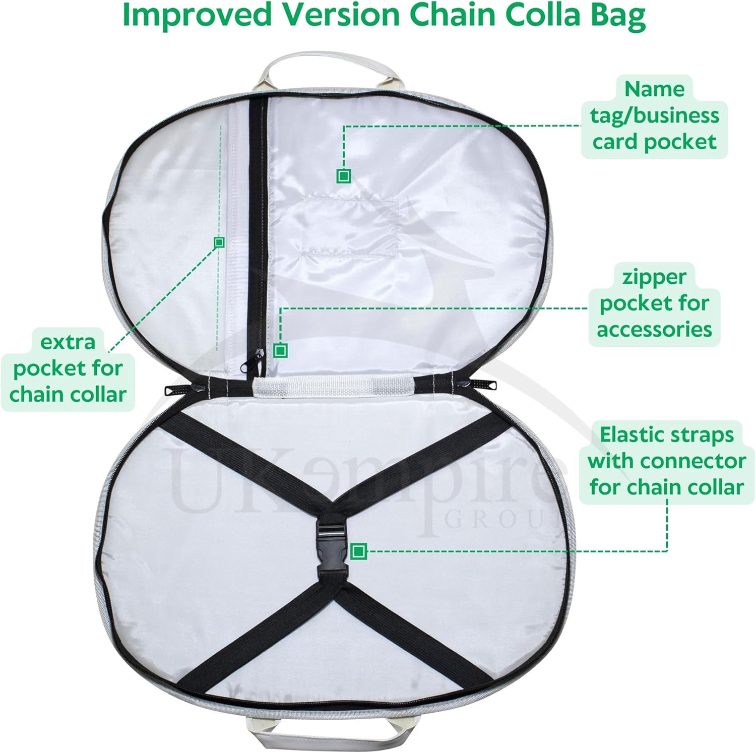 OES Chain Collar Case White (Improved Design), Eastern Star Hand Embroidery Emblem | Freemason Carrying Cases & Bags