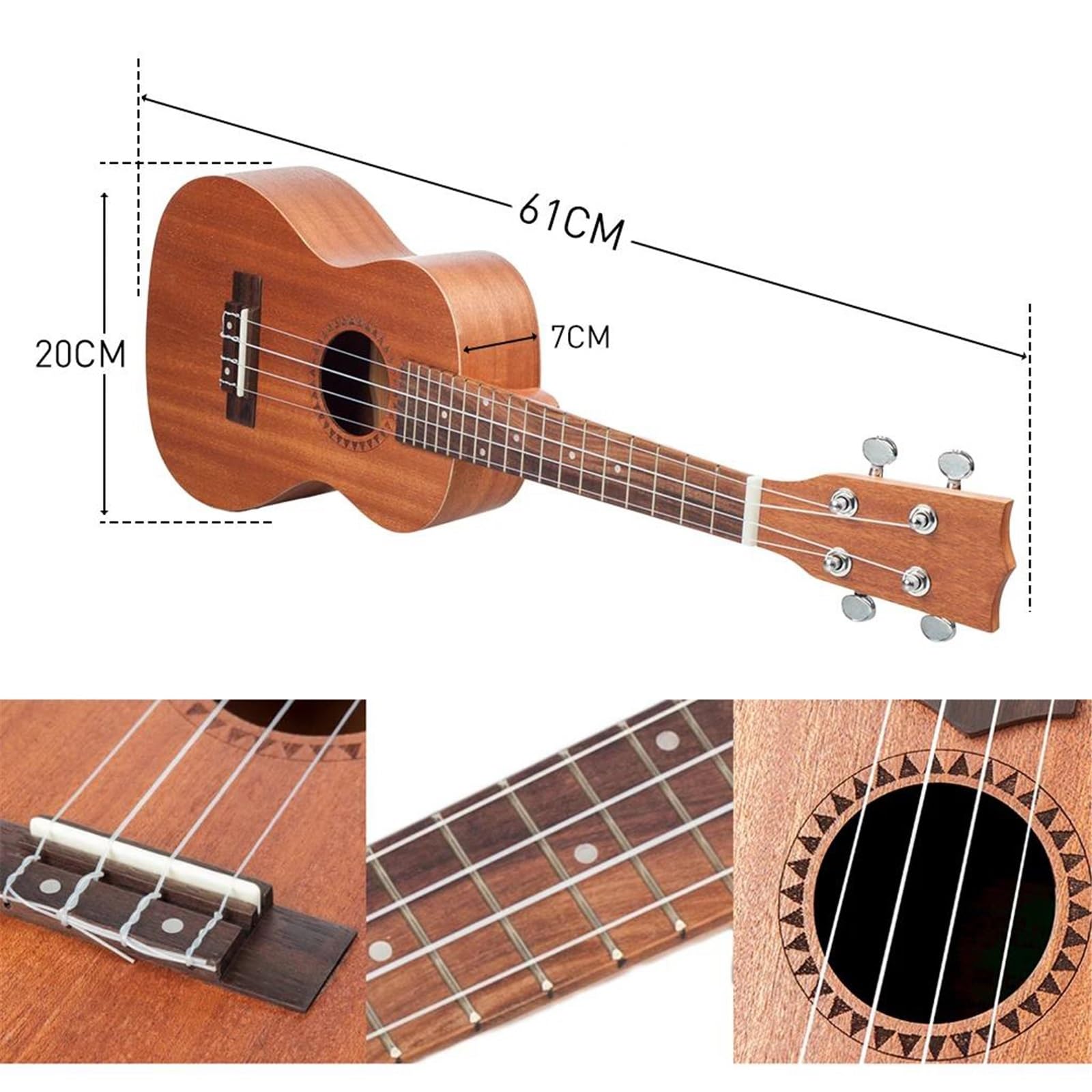 Ukulele 4-saitige Holz-Ukulele Tenor-Konzert Tenor-Ukulele Hawaii-Gitarre Segeltuch-Ukulele-Tasche(26inches)