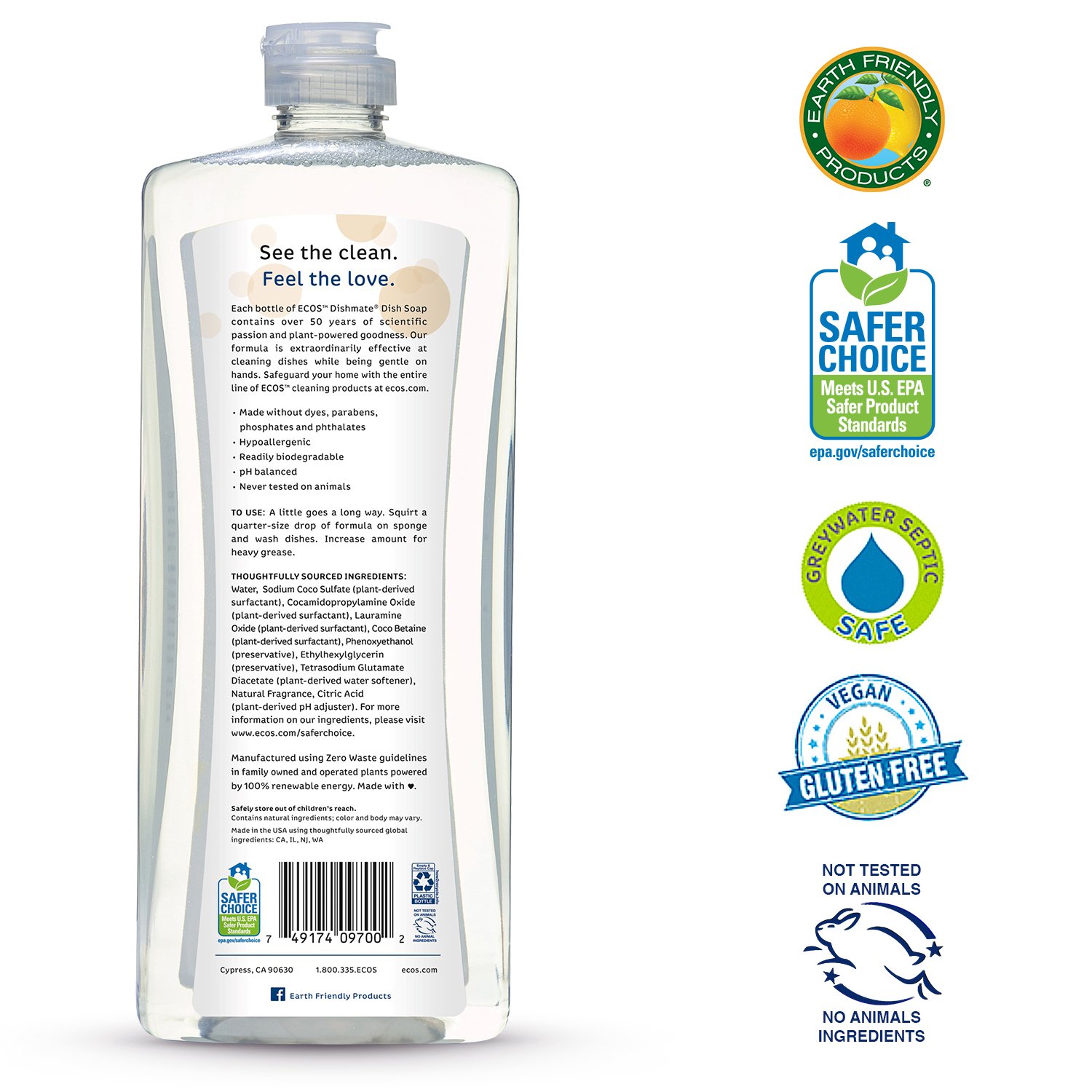 Earth Friendly Lavavajilla Manual Almendra - 3 Recipientes de 250 ml - Total: 2250 ml