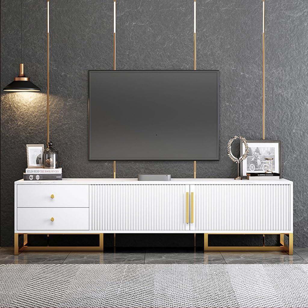 LEDIN TV cabinet modern minimalist coffee table combination light luxury storage floor cabinet living room furniture narrow combination wall cabinet (White)