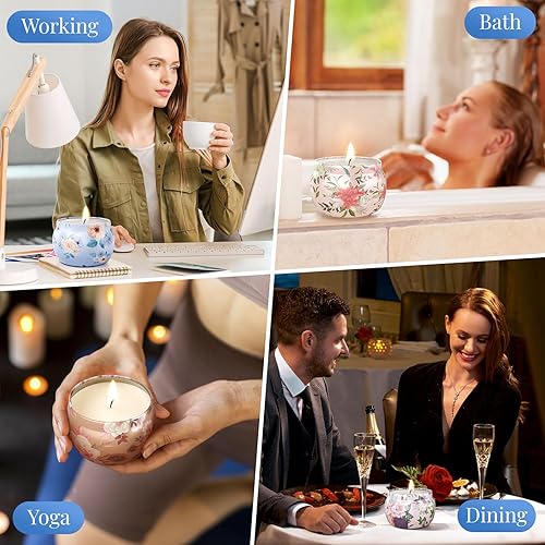 Miniatura 5 de Juego de velas perfumadas, 17.6 onzas, paquete de 4 velas perfumadas para el hogar, 100-120 horas de regalo para hombres y mujeres, velas perfumadas