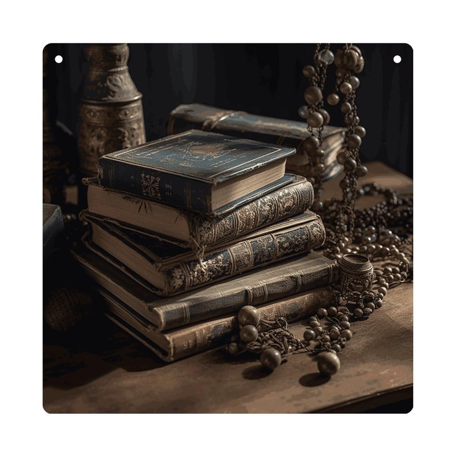 Adfgyerh Style Stack Of Old Books Hanging Ornaments Window Hanging Modern Acrylic Decor For Living Room Bedroom Dining Room Hallway Office Wall Decor, 8X8 In