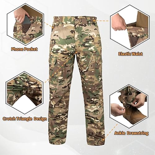 Miniatura 6 de LOOGU Pantalones de caza de camuflaje para hombre, múltiples bolsillos, resistentes al agua, transpirables, para caza, senderismo, campamento