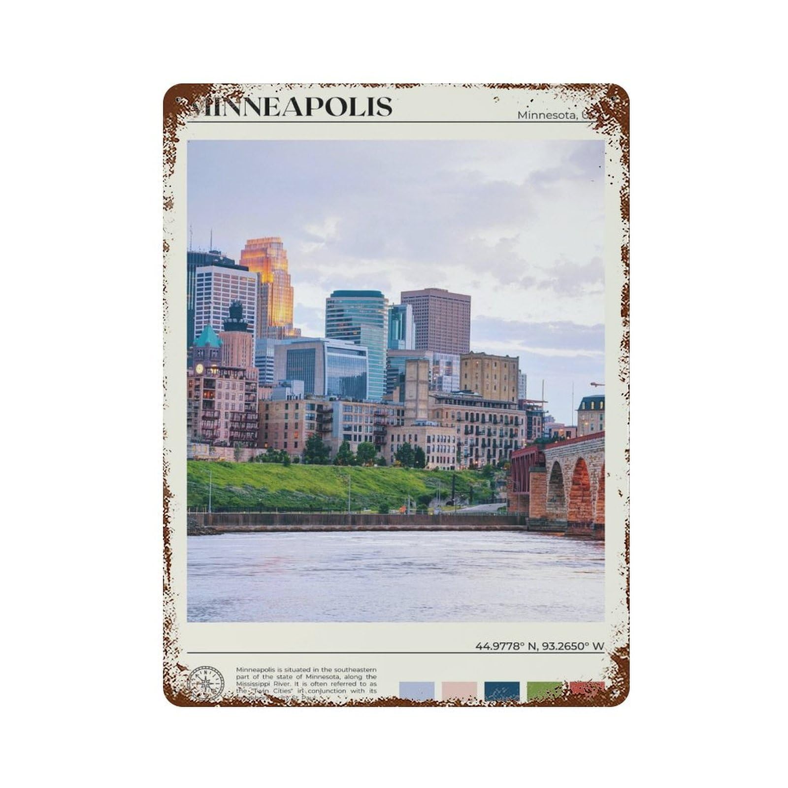 xiaoxiaoshen Real Photo Minneapolis Decor Wall Decor Art Metal Tin Poster Modern Home Decor Art Home Bar Shop Decorations Vintage Sign 40x30cm