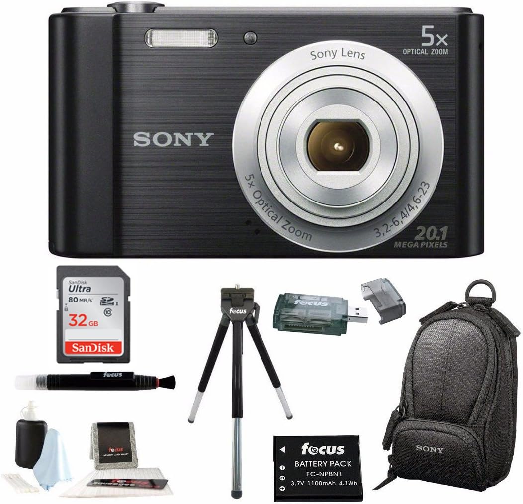 Sony Cyber-shot DSC-W800 DSCW800/B DSCW800B Point and Shoot Digital Still Camera (Black) + Medium Case + Sony 32GB Memory Card + All in One High Speed Card + Reader + Rechargeable Battery + Accessory Kit