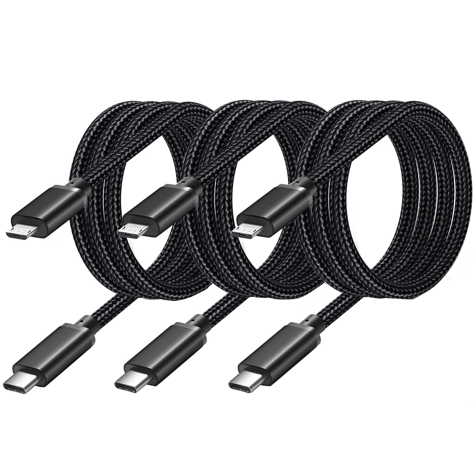 Micro USB to USB C Cable 3.3ft, 3 Pack Braided USBC to Micro USB Cable, 2.4A Charging & 480Mbps Data Transfer,Type-C to USB Micro Android Charger