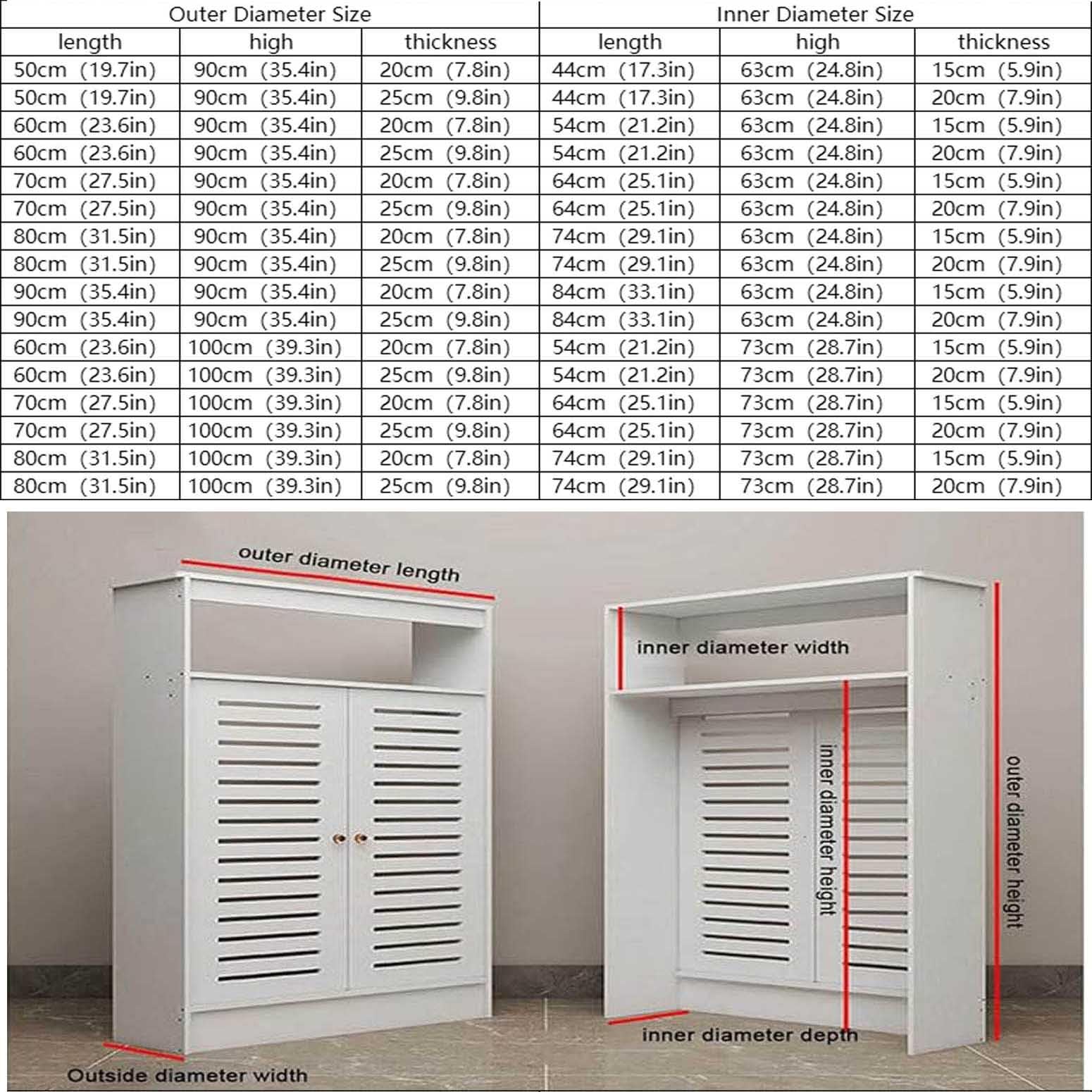 Heizkörperverkleidung 50 60 70 80 90 100 cm Breit Heizkörper Heizkörper Abdeckungsregal Weiß Schrank Heizungsverkleidung Dekoschrank Für Wohnraum Bad 2 Türen Heizkörperverkleidung(L80xH90x25cm)