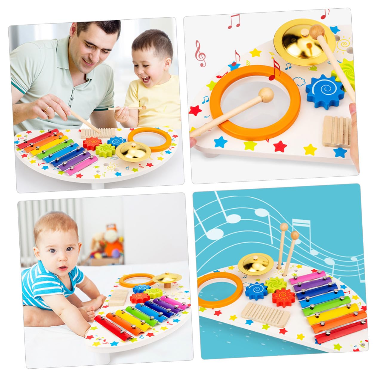 Set di Strumenti Musicali in Legno per Ragazzo Ragazza Xilofono e Percussioni per Divertimento e Apprendimento Musicale