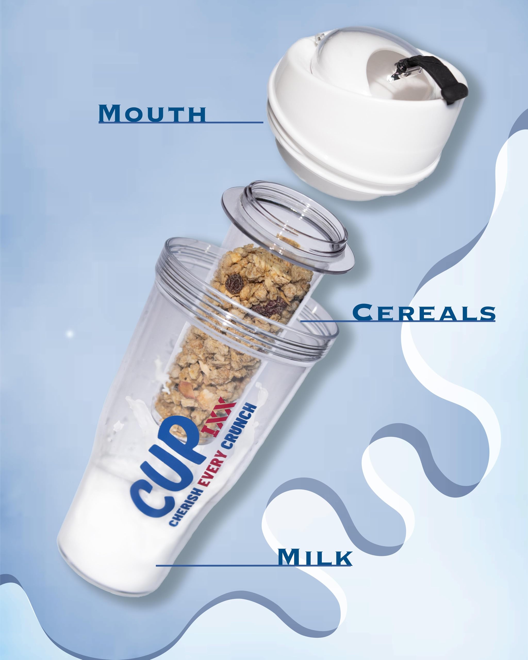 Generisch Tazza per cereali da viaggio per cereali Cornflaks CerealCup to Go senza cucchiaio, portatile Cupixx (giallo)