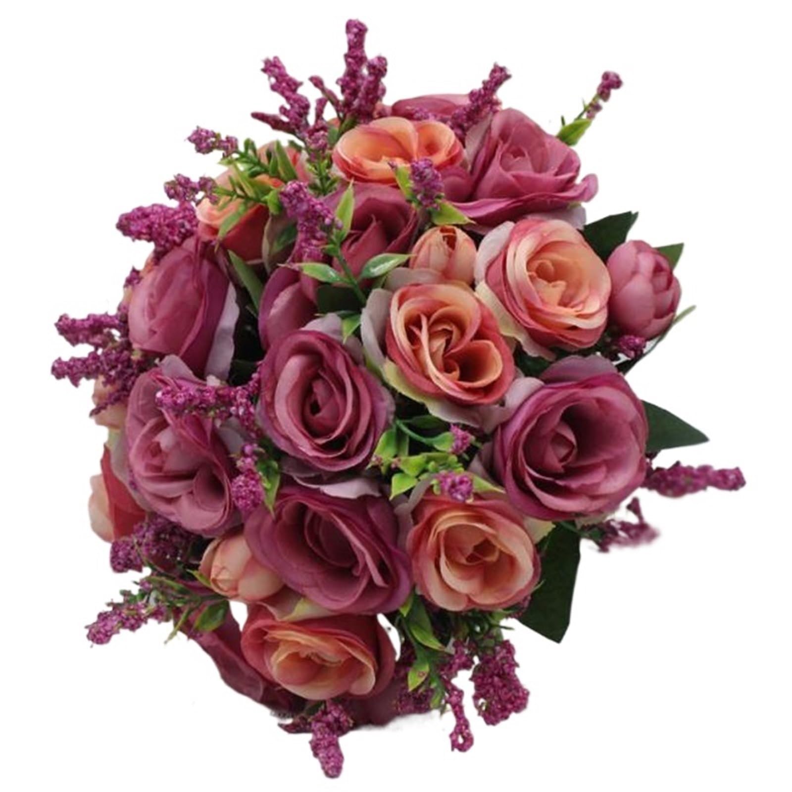 NDLHXKFRP Wedding bouquets for brides and bridesmaids, Artificial Rose Wedding Bouquet with Silk Ribbon, Multicolor for Bridesmaid Bridal Party(Rose Red)