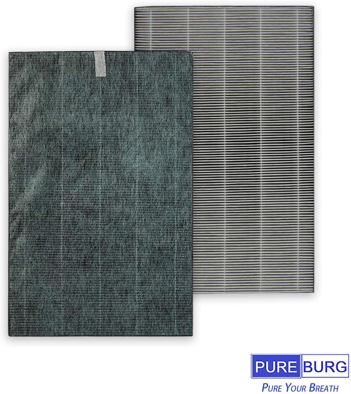 PUREBURG Replacement HEPA Filter Set Compatible with Sharp KC-850U / KC-C100U PlasmaCluster Part # FZ-C100HFU / FZ-C100DFU / FZ-C100MFU