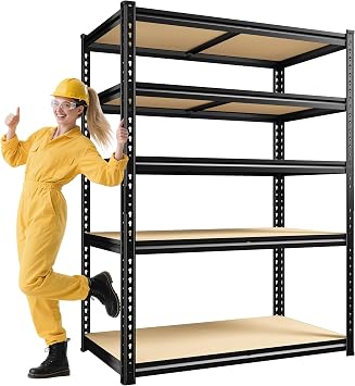 DurayLoly 72" H Garage Shelving for Garage, 5 Tier Storage Shelves | 40" W x 16" D x 72" H, 2500 Lbs Total Load Capacity, 5 Reinforcing Support Bars, Adjustable Shelf Heights, Freestanding