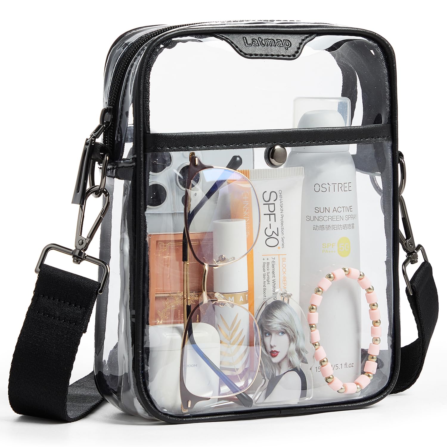LATMAP Clear bags Stadium Approved Crossbody Sling Bag Fanny Pack Backpack Purses for Women Men Belt bag for stadium events