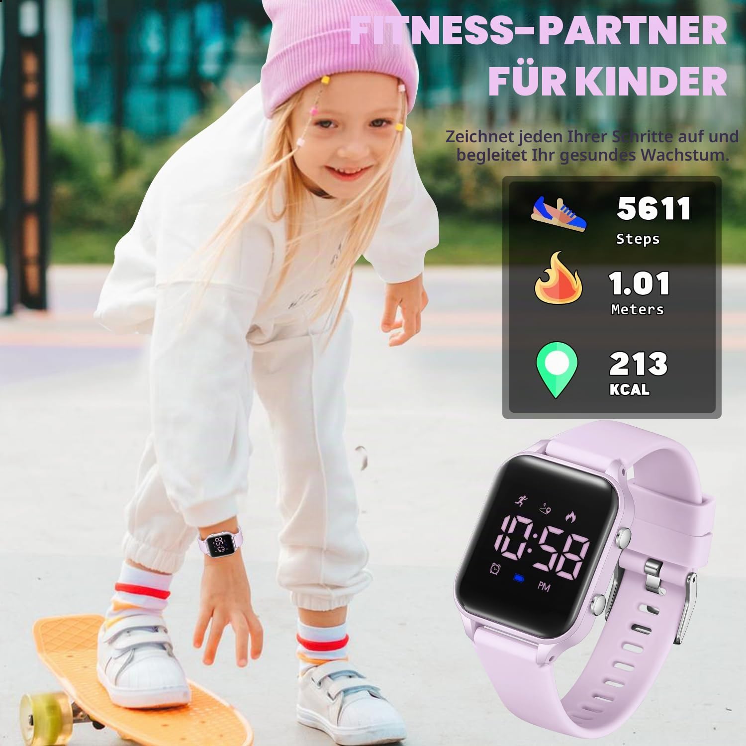 Timever Digitale Kinder-Armbanduhr für Kinder im Alter von 5–14 Jahren, für Mädchen und Jungen, Kinder-Sportuhr, Outdoor-Digitaluhr mit Schrittzählung, Entfernungsberechnung, Vibration, Dual-Wecker