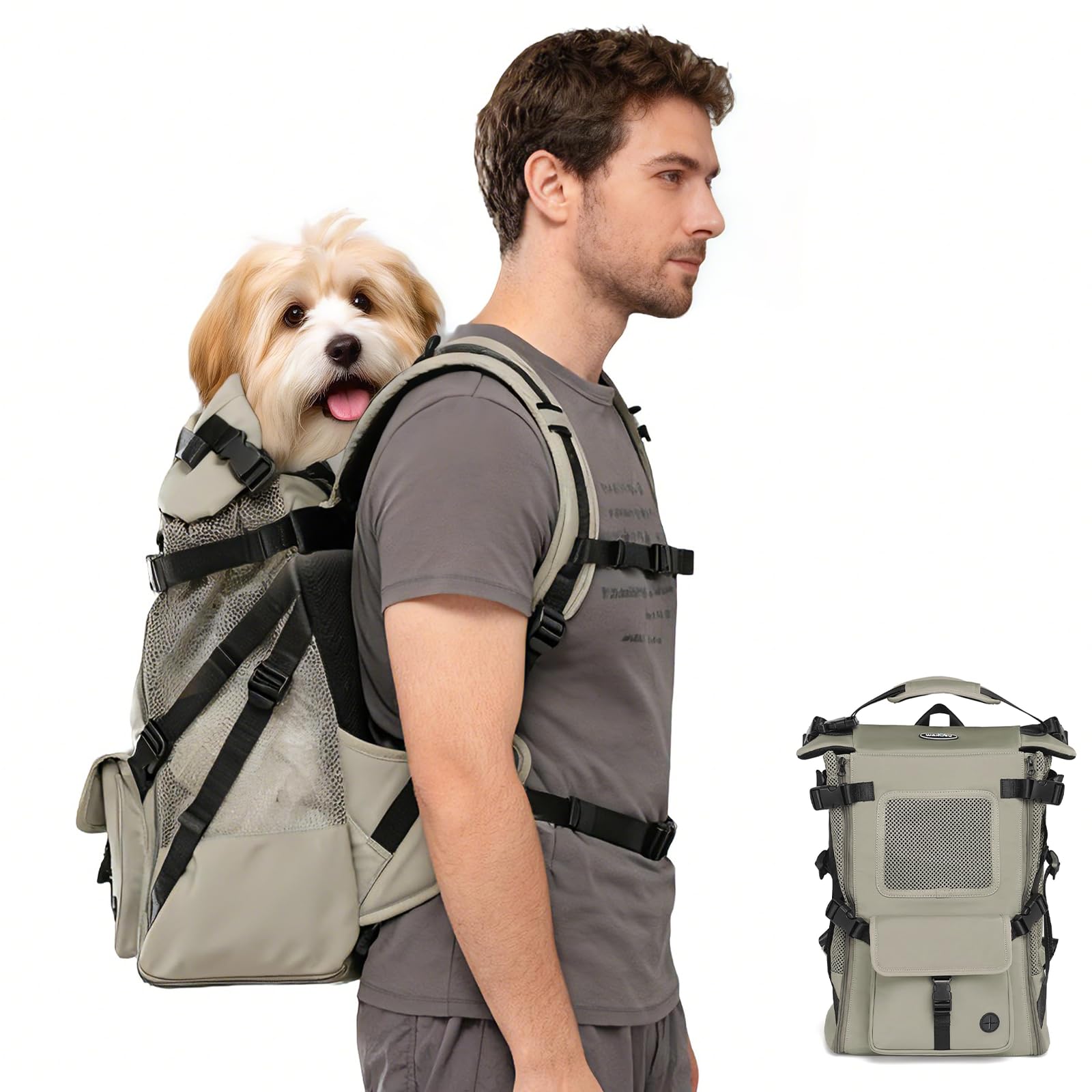 Sac à dos de transport pour petits chiens Wakytu respirant pour voyage et randonnée