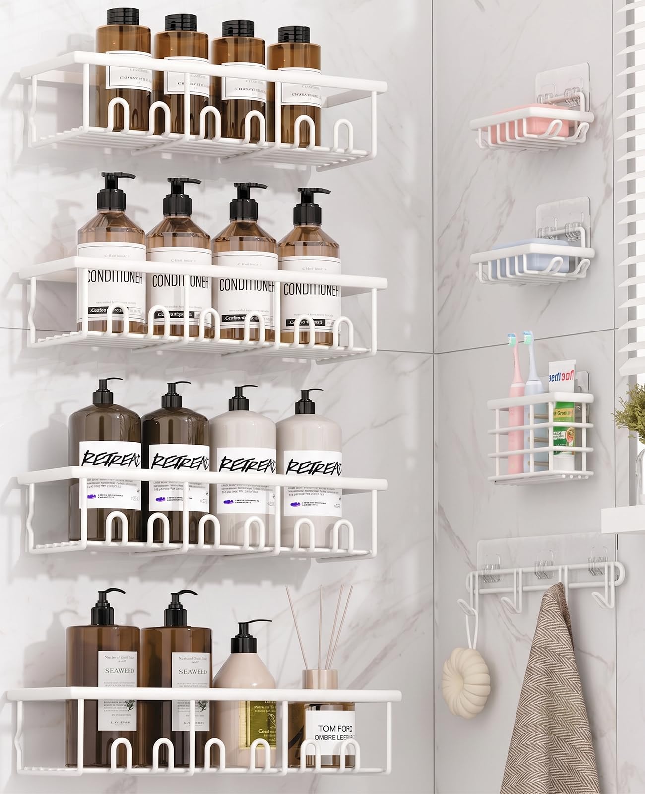 Adhesive Bathroom Holders - 5 Pack, No Drilling! -15 Adhesive Bathroom Holders - 5 Pack, No Drilling! -15