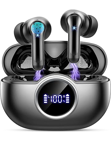 Wireless Earbuds, Bluetooth 5.4 Headphones in Ear with 4 ENC Mic, 2025 Wireless Headphones Noise Cancelling Ear Buds, Deep Bass Stereo Bluetooth Earphone 36H Playtime, IP7 Waterproof/LED Display/USB-C