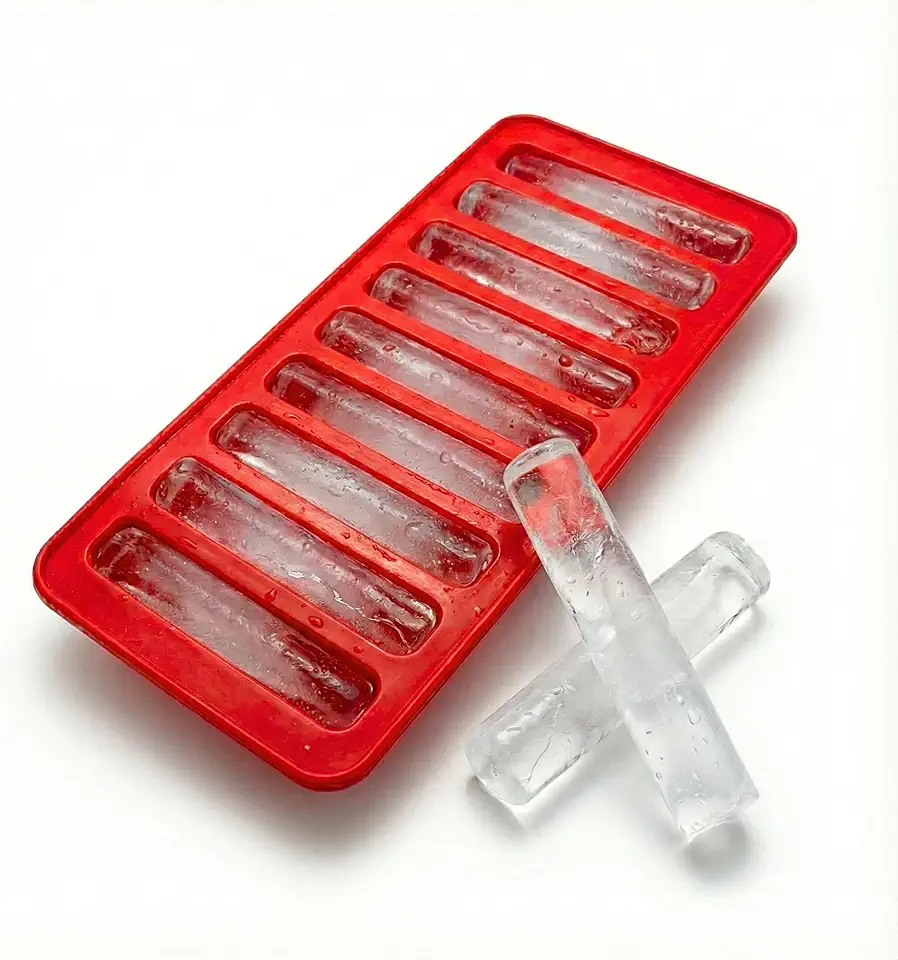 Forma de Gelo Palito de Silicone Flexível para Garrafas e Drinks, Fácil de Desenformar, Reutilizável, Ideal para Bebidas e Coquetéis - 10 cavidades