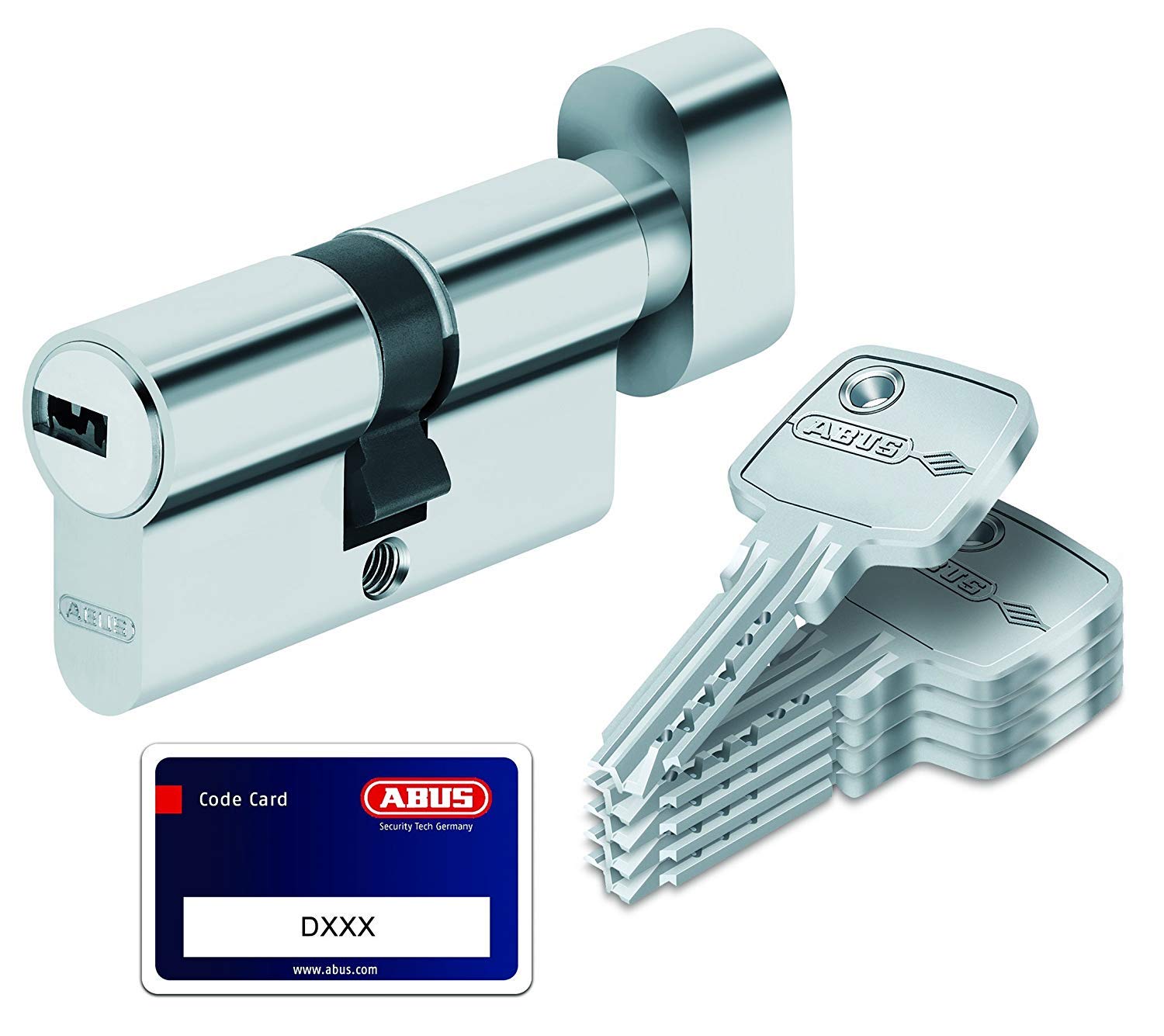 ABUS D6 cylinder z gałką 30/35 mm z kartą kodową i 5 kluczami, cylinder drzwiowy
