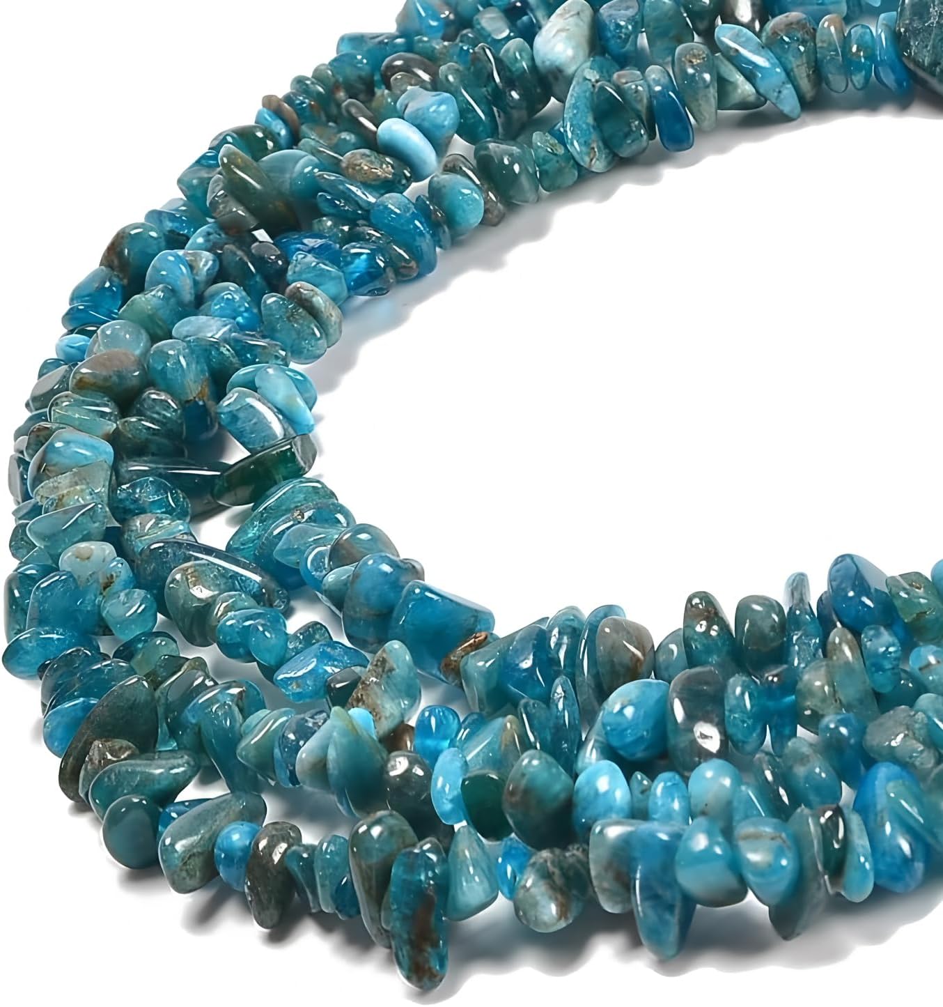 HAAMIIQII 5-8mm Natural Blue Apatite Chips Irregular Genuine Real Freeform Chip Loose Gemstone Beads Energy Healing Beads for Jewelry Making Strand 30 Inch - Image 2