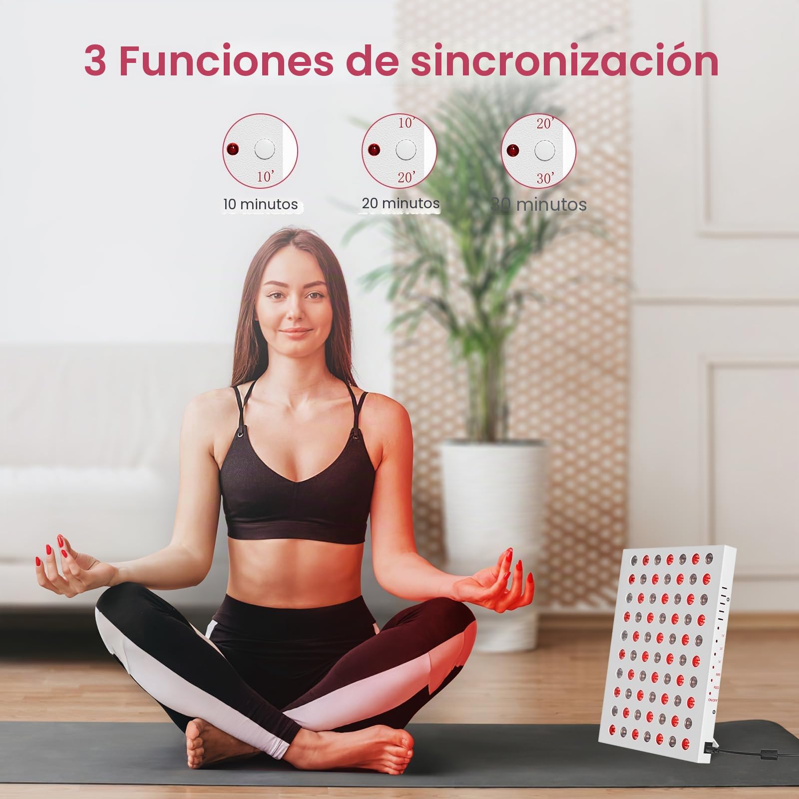 Lámpara Infrarroja Combinación de 660nm y 850nm, Lámpara de Luz Roja Panel de 70 LEDs con Temporizador y Soporte para Cara, Cuello, Cuerpo, Músculos, Atrás (No produce calor)