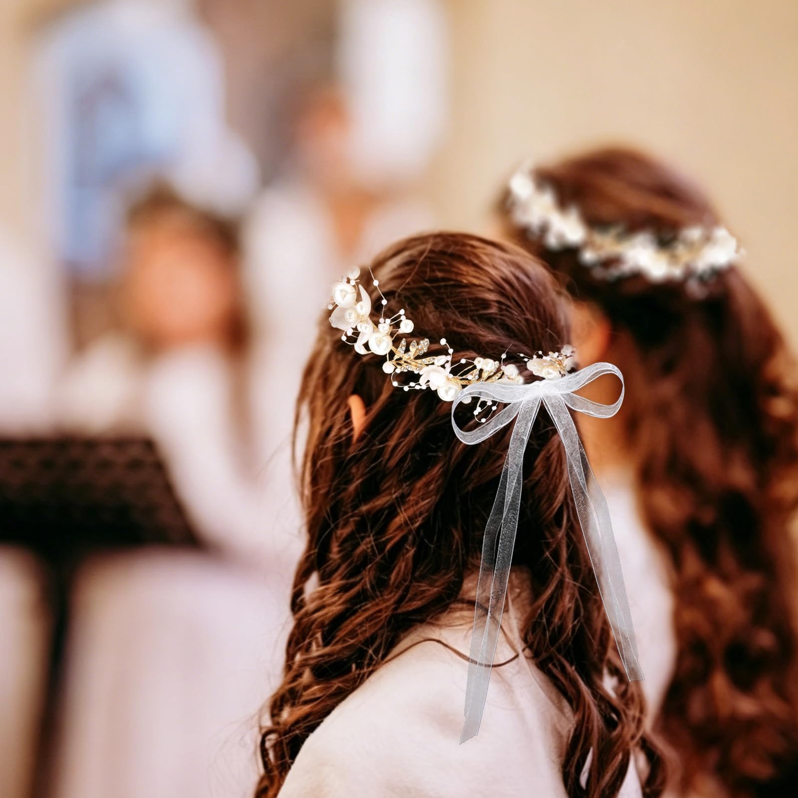 White Flower Girl Headband Pearl Wedding Hair Accessory for First Communion il_fullxfull.6410544730_9x46.jpg main image 3