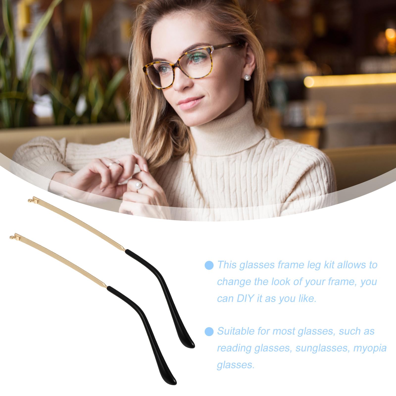 KOMBIUDA Patillas Metálicas para Gafas de Brazos de Repuesto Dorados Accesorio para Reparación de Anteojos y Gafas de Sol Compatible con Monturas Estándar