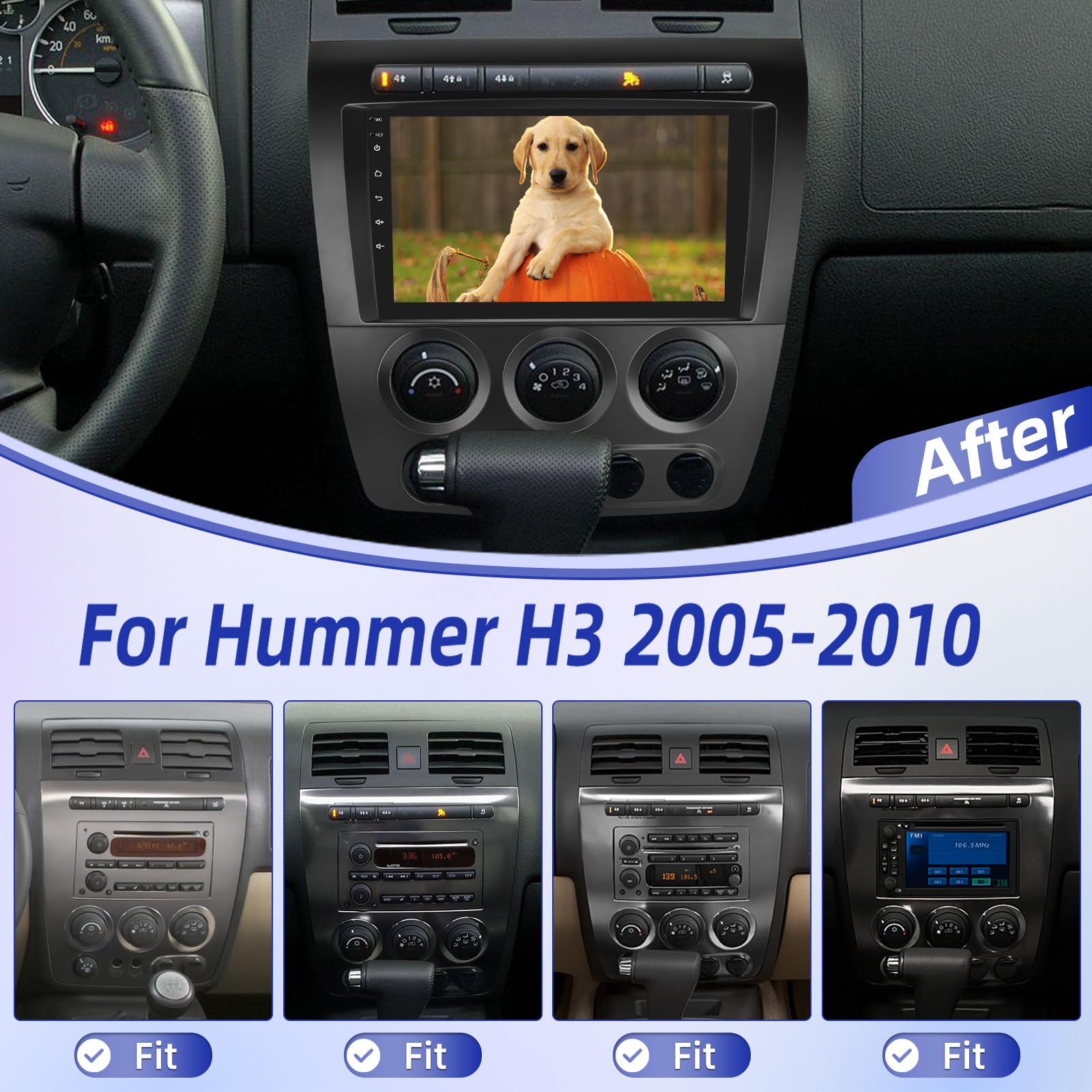 Android 13 Car Radio For Hummer H3 2005-2010 - 9 Inch Touch Screen With Wireless CarPlay & Backup Camera