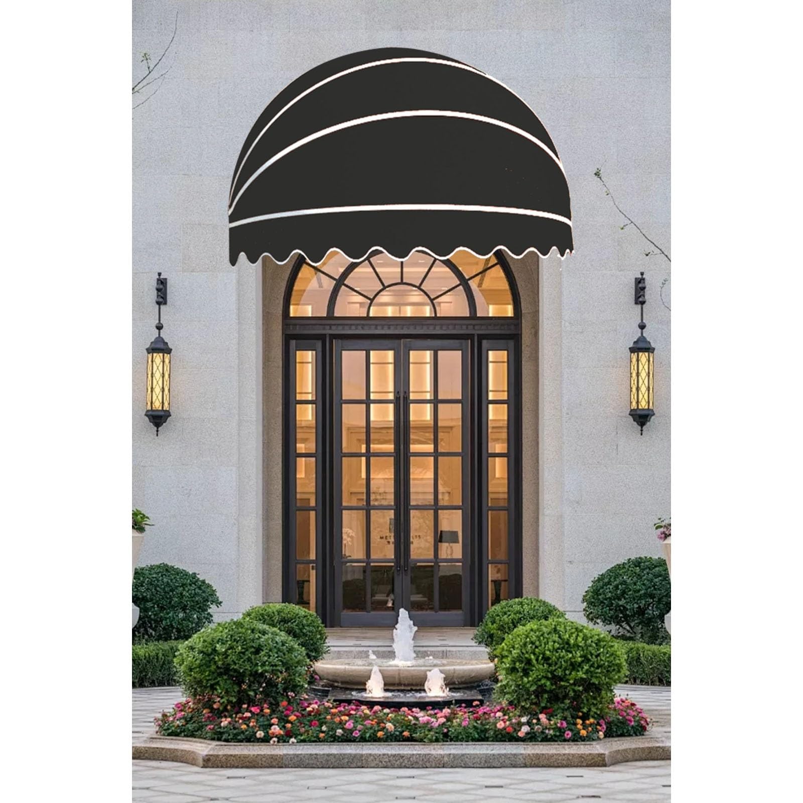 Curved Awnings For Patio,Foldable Window Door Retractable Awning,retractable Awnings For Patio,Canvas Dome Patio Awning,Hemispherical Dome Door Canopy,Window Awning Door Canopy Cover (Size : 110cm/3.