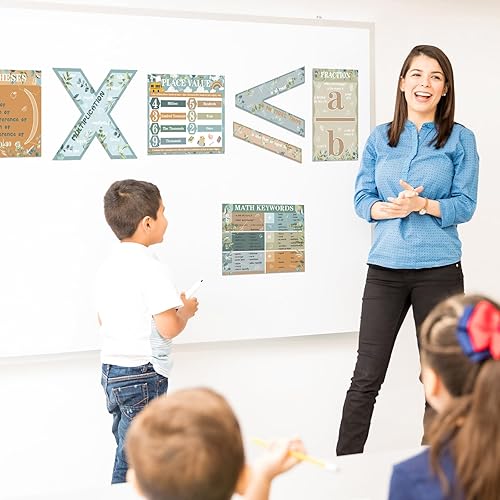 Miniatura 6 de Geyoga Juego de 15 pósteres educativos de matemáticas, palabras clave, vocabulario, suma, sustracción, multiplicación, división, pósteres para la